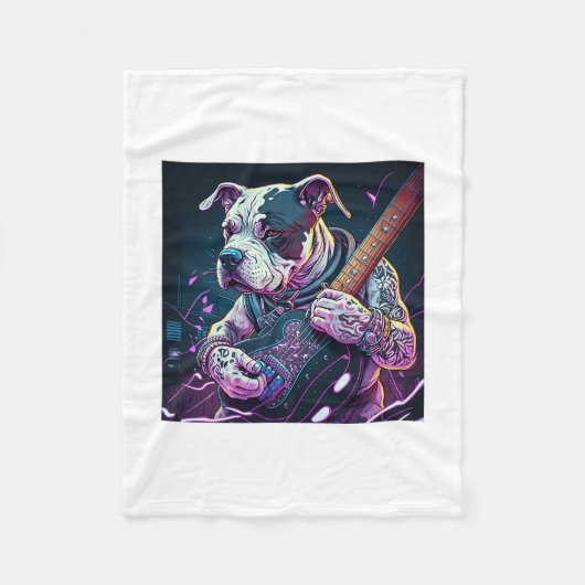 Bulldog Spelen Elektrische Gitaar Rock Fleece Deken (Voorkant)