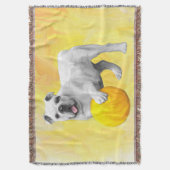 Bulldog Spelen met Ball Waterverf Art Painting Deken (Voorkant Verticaal)