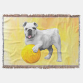 Bulldog Spelen met Ball Waterverf Art Painting Deken (Voorkant)
