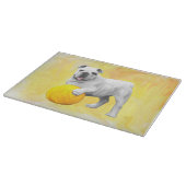 Bulldog Spelen met Ball Waterverf Art Painting Snijplank (Hoek)