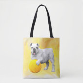 Bulldog Spelen met Ball Waterverf Art Painting Tote Bag (Voorkant)
