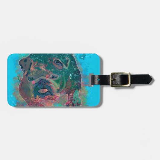 Bulldog Splash Waterverf Painting Bagagelabel (Voorkant horizontaal)
