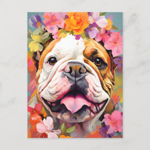 Bulldog Spring Bloemen Briefkaart