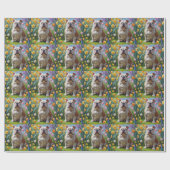 Bulldog Spring Bloemen Schilderen Cadeaupapier (Vlak)