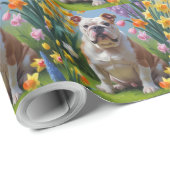 Bulldog Spring Bloemen Schilderen Cadeaupapier (Rol Hoek)