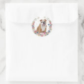 Bulldog Spring Flowers Wreath Ronde Sticker (Tas)