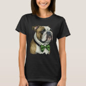 Bulldog St Patrick s Day Green Bowtie St Patrick s T-shirt (Voorkant)
