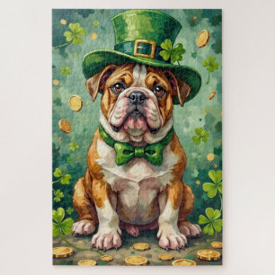 Bulldog St. Patrick's Day Grappige Geluksbrenger H Legpuzzel