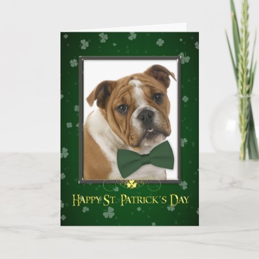 Bulldog St. Patrick's Day Kaart (Voorkant)