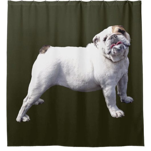Bulldog Staat Rechtop Douchegordijn (Voorkant)