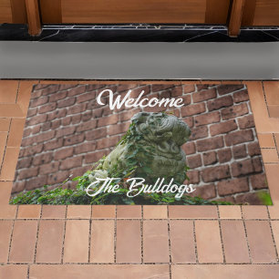 Bulldog Statue Guard Dog Red Brick Welkom Deurmat