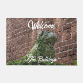 Bulldog Statue Guard Dog Red Brick Welkom Deurmat (Voorkant)