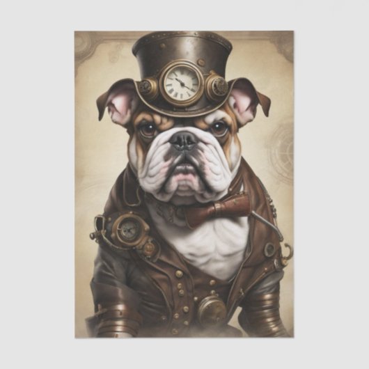 Bulldog Steampunk Decoupage Tissue Paper Tissuepapier (Voorkant)