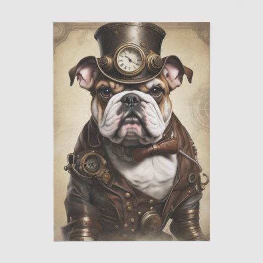 Bulldog Steampunk Decoupage Vloeipapier Tissuepapier (Voorkant)