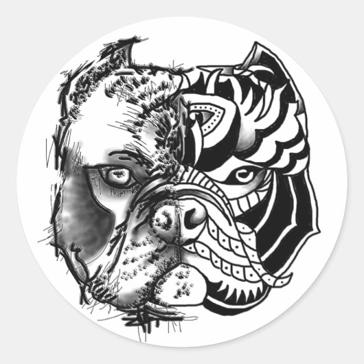 BULLDOG STICKER - Schets/Tribal (Voorkant)
