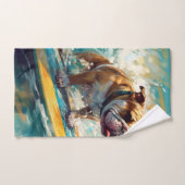 Bulldog strand surfen schilderij bad handdoek (Handdoek)