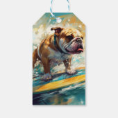 Bulldog strand surfen schilderij cadeaulabel (Achterkant)