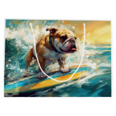 Bulldog strand surfen schilderij groot cadeauzakje (Achterkant)