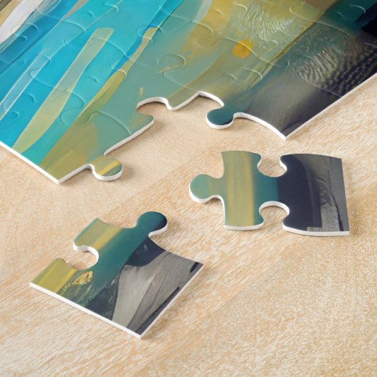 Bulldog strand surfen schilderij legpuzzel (Zijkant)