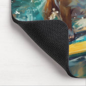 Bulldog strand surfen schilderij muismat (Hoek)