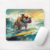 Bulldog strand surfen schilderij muismat (Met muis)