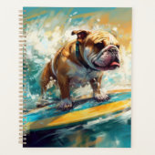 Bulldog strand surfen schilderij planner (Voorkant)