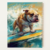 Bulldog strand surfen schilderij planner (Achterkant)