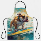 Bulldog strand surfen schilderij schort (Voorkant)