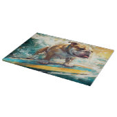 Bulldog strand surfen schilderij snijplank (Hoek)