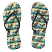 Bulldog strand surfen schilderij teenslippers (Voetbed)