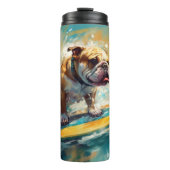 Bulldog strand surfen schilderij thermosbeker (Voorkant)