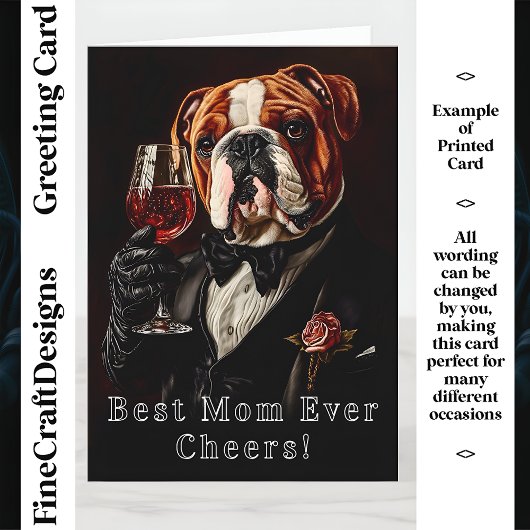 Bulldog, Strikdas & Wijn CR8 Eigen Naam Moeder Kaart