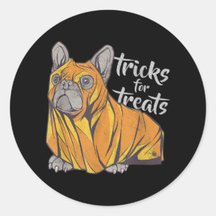 Bulldog striks for Treedie Cute Halloween Bulldogs Ronde Sticker