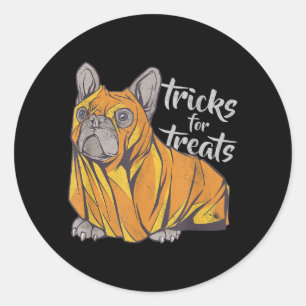Bulldog striks for Treedie Cute Halloween Bulldogs Ronde Sticker