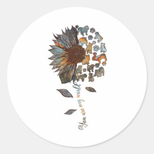 Bulldog Sunflower Je bent mijn wereldhond, de gewa Ronde Sticker