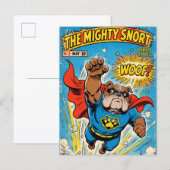 Bulldog Superhero Flying with Cape Briefkaart (Voorkant / Achterkant)