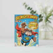 Bulldog Superhero Flying with Cape Briefkaart (Staand voorkant)