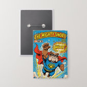 Bulldog Superhero Flying with Cape Button (Voorkant / Achterkant)