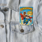 Bulldog Superhero Flying with Cape Button (Insitu)