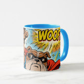 Bulldog Superhero Flying with Cape Mok (Voorkant rechts)
