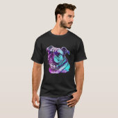 Bulldog Synthwave 80s Retrowave Aesthetic T-shirt (Voorkant volledig)