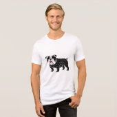 Bulldog T-Shirt | Kawaii Folk Art Dog Graphic Tee (Voorkant volledig)