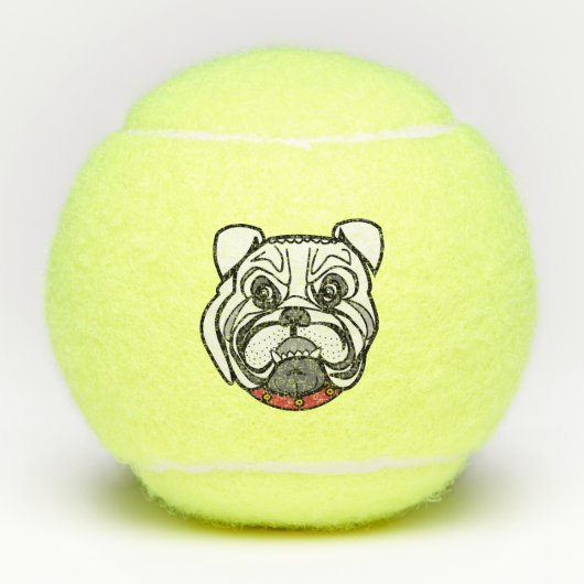 Bulldog Tennis Balls I Love Pets Tennisballen (Voorkant)