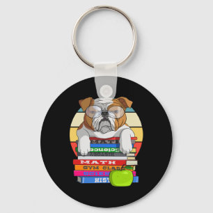 Bulldog terug naar school boek Worm Dog Sleutelhanger