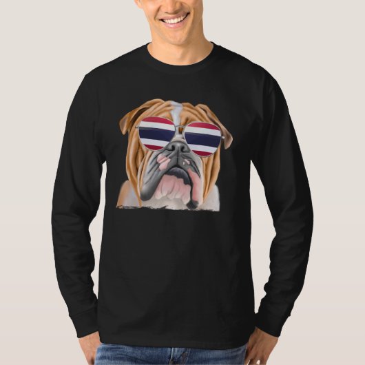 Bulldog Thailand Vlag Zonnebril T-shirt (Voorkant)