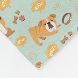 Bulldog Thema Patroon (Sage Groen) Fleece Deken