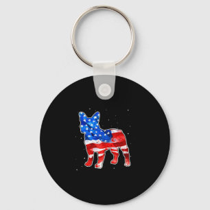 Bulldog Tie Dye Amerikaanse Vlag Patriottische 4 j Sleutelhanger