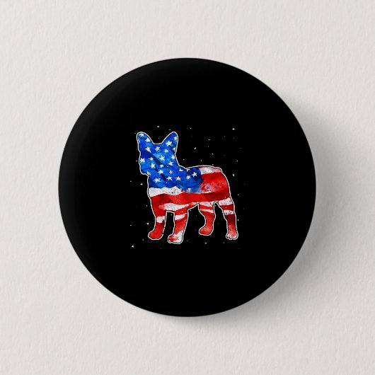 Bulldog Tie Dye Amerikaanse Vlag Patriottische 4e Ronde Button 5,7 Cm (Voorkant)