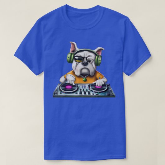 Bulldog Turn Table DJing Music T-shirt (Design voorkant)