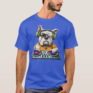 Bulldog Turn Table DJing Music T-shirt